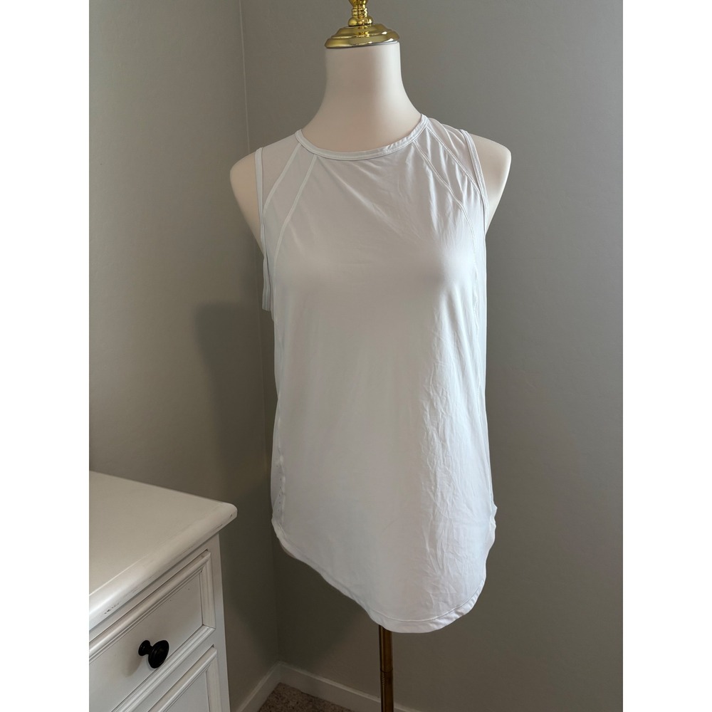 Lululemon Sculpt Tank Top White Mesh Back Cutout Workout Shirt Womens Size 8